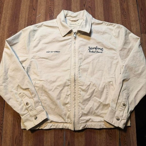 Abercrombie & Fitch Other - Abercrombie&Fitch Cream Beige Cropped Twill Zip Stanford Workwear Jacket Medium